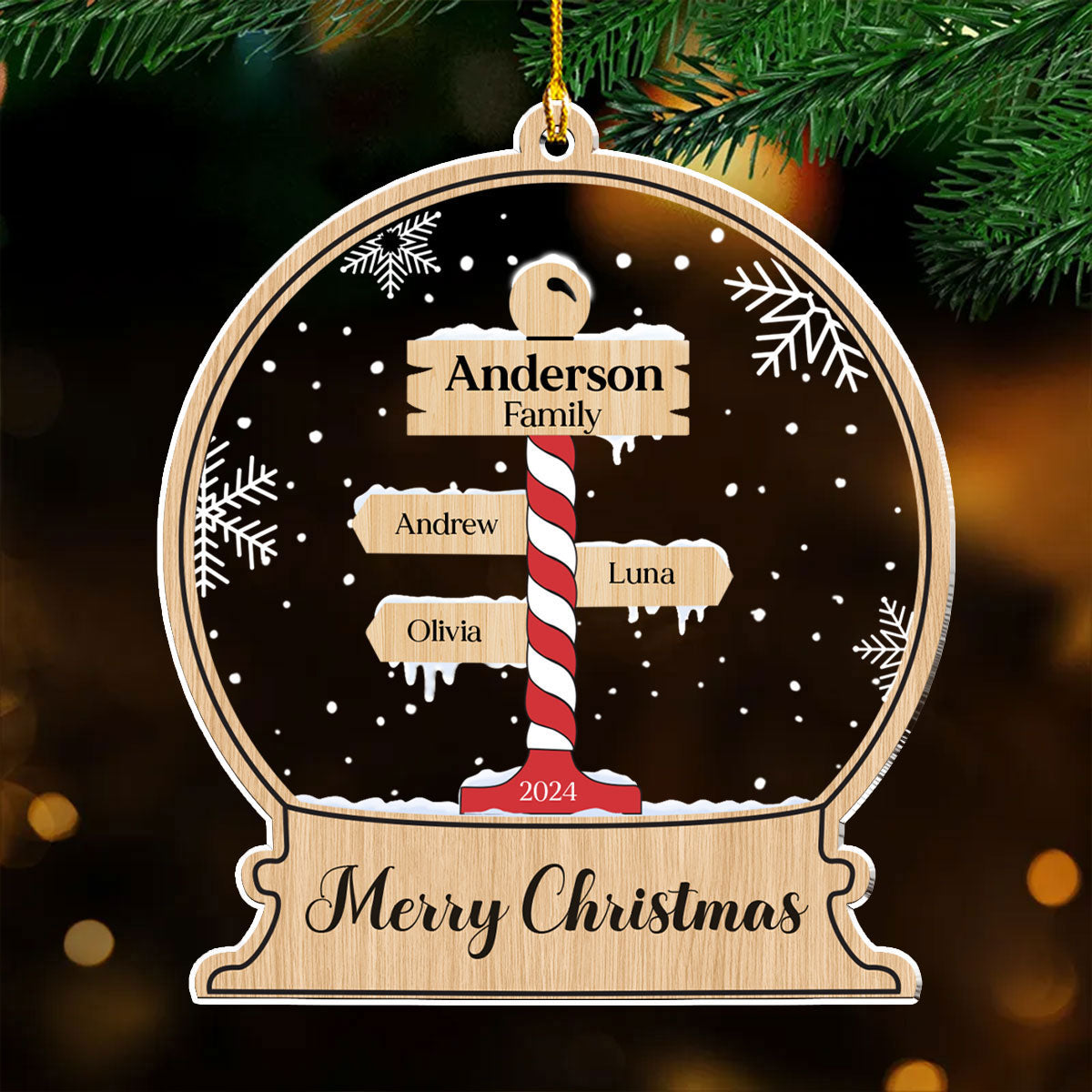Custom Keepsake Christmas Ornament •  Merry Christmas - Personalized Acrylic Ornament