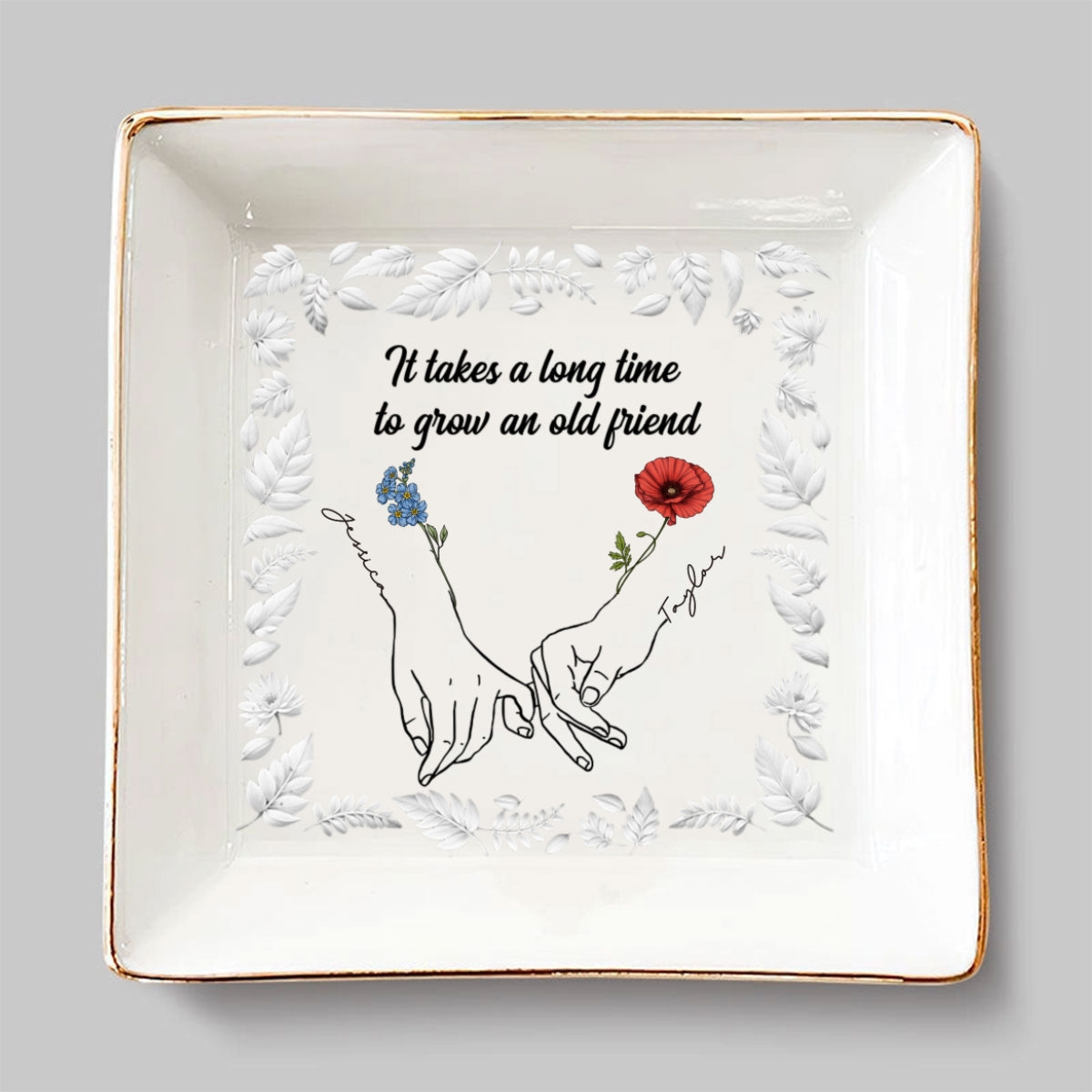 Custom Bestie Trinket Dish, Birthday Christmas Gift For Best Friend • It Takes A Long Time - Personalized Jewelry Dish