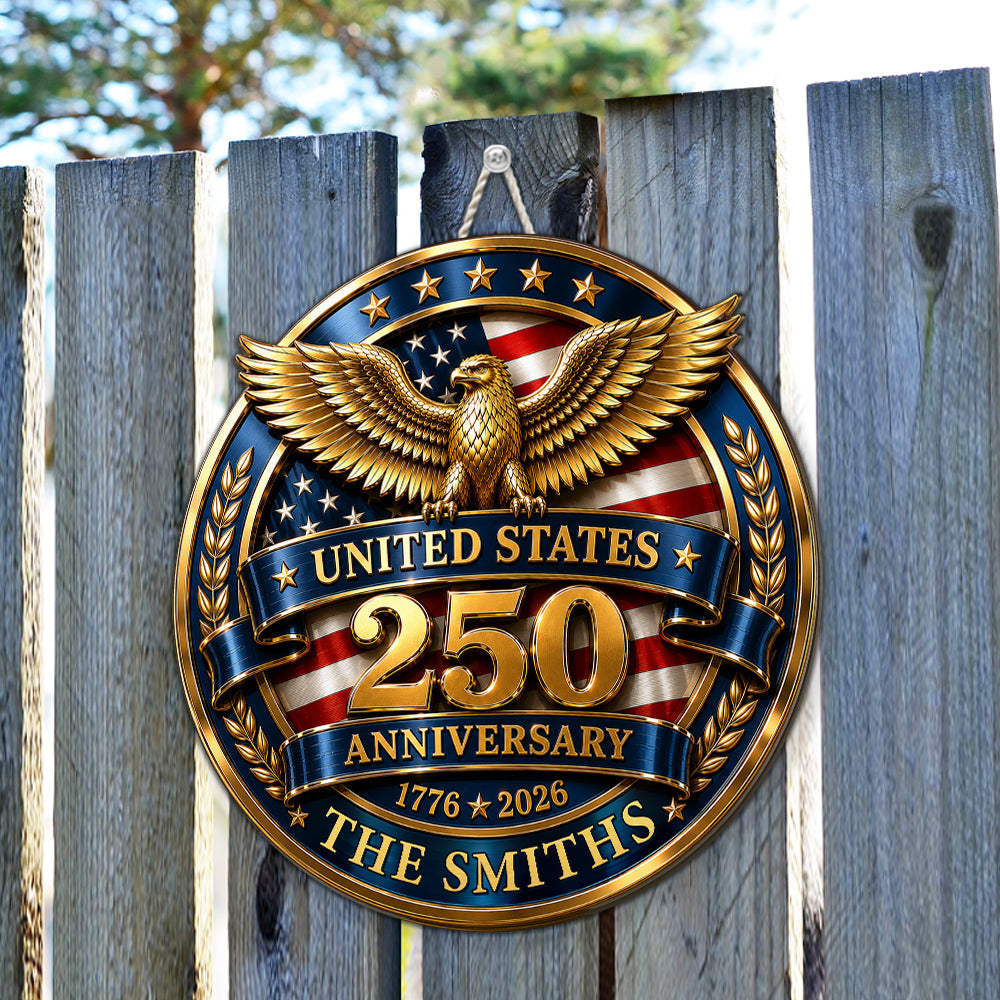 Custom 3D Family Patriotic Hanging Decor, 4th of July • Freedom States - Personalized 3D Effect Wood Sign