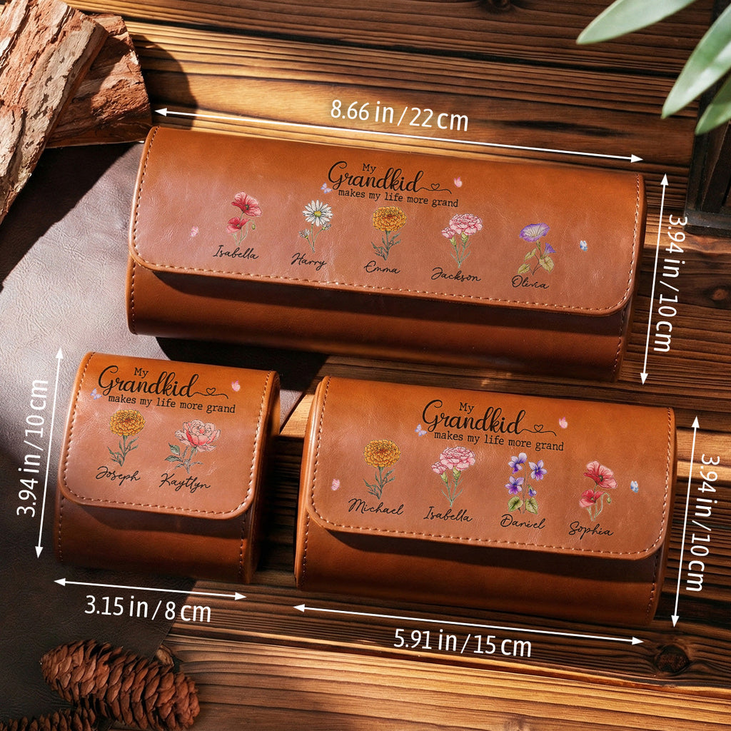 My Grandkids Make My Life More Grand - Personalized Leather Watch Case