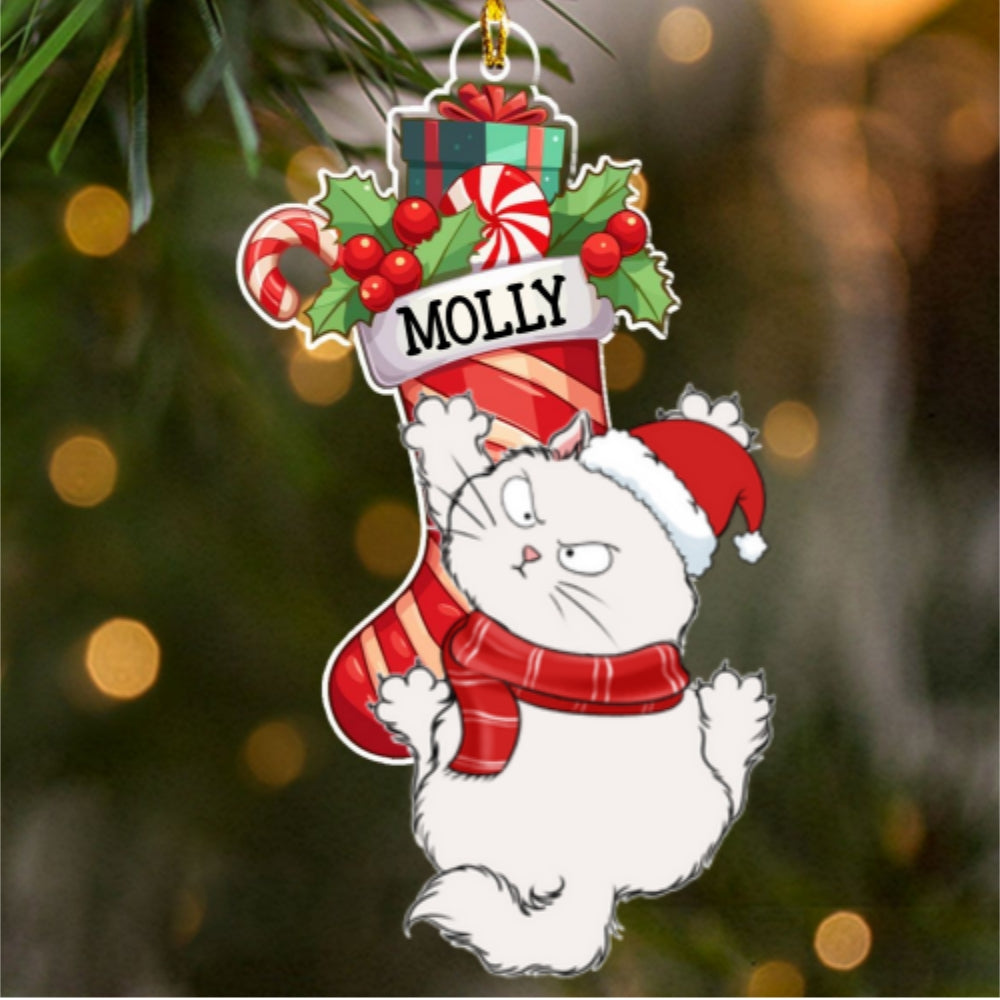 Custom Keepsake Christmas Ornament •  Cat Scratching - Personalized Acrylic Ornament