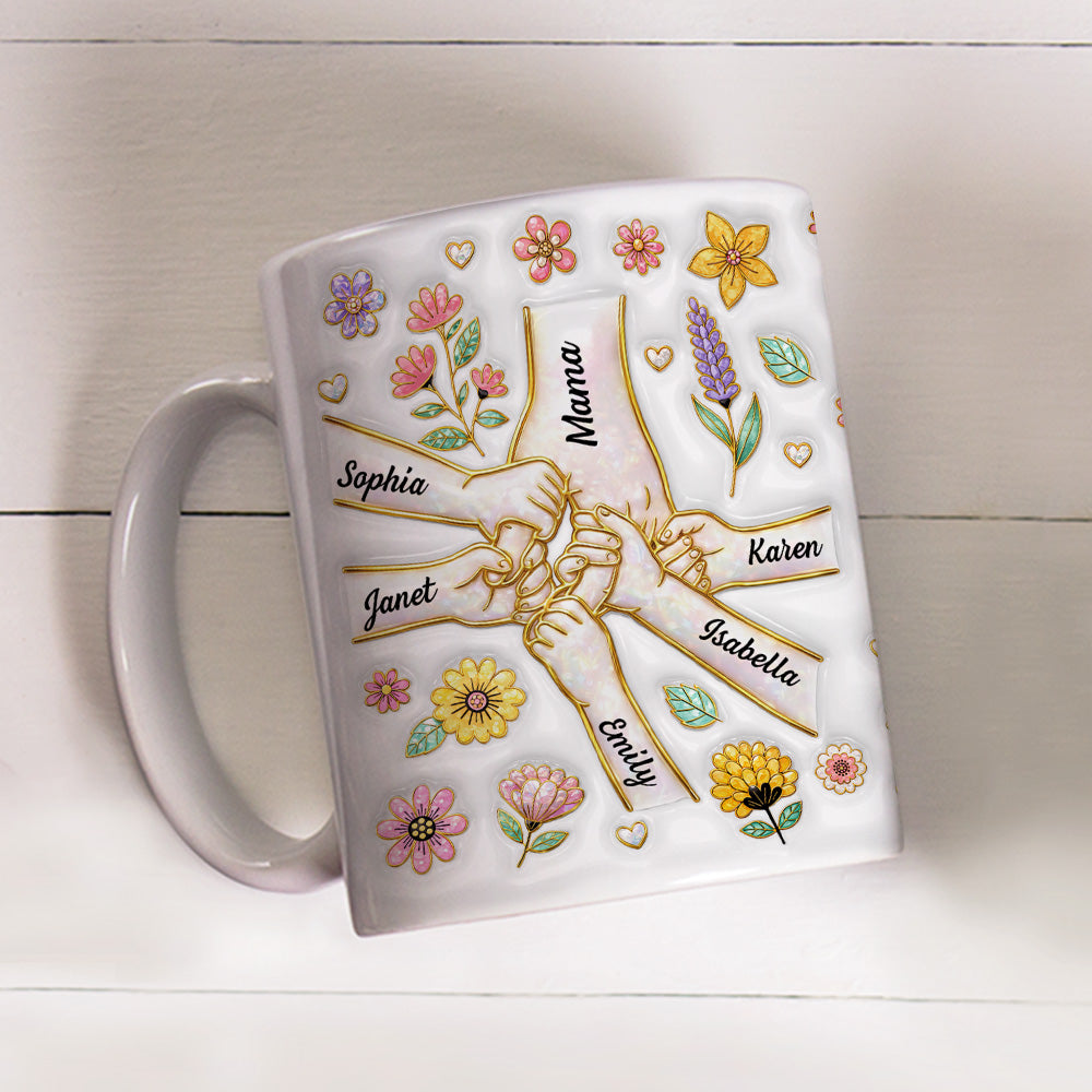 Custom Mother's Day Gift for Mom & Grandma • Hold Your Hand Forever - Personalized 3D Inflated Effect Mug