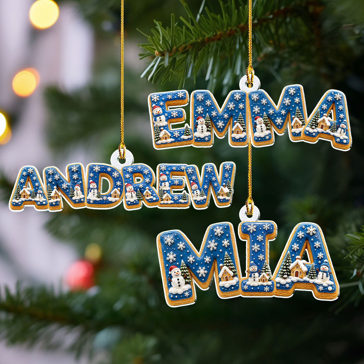 Custom Letter Christmas Ornament & Stocking Tag with Name • Winter Wonderland - Personalized Acrylic Ornament