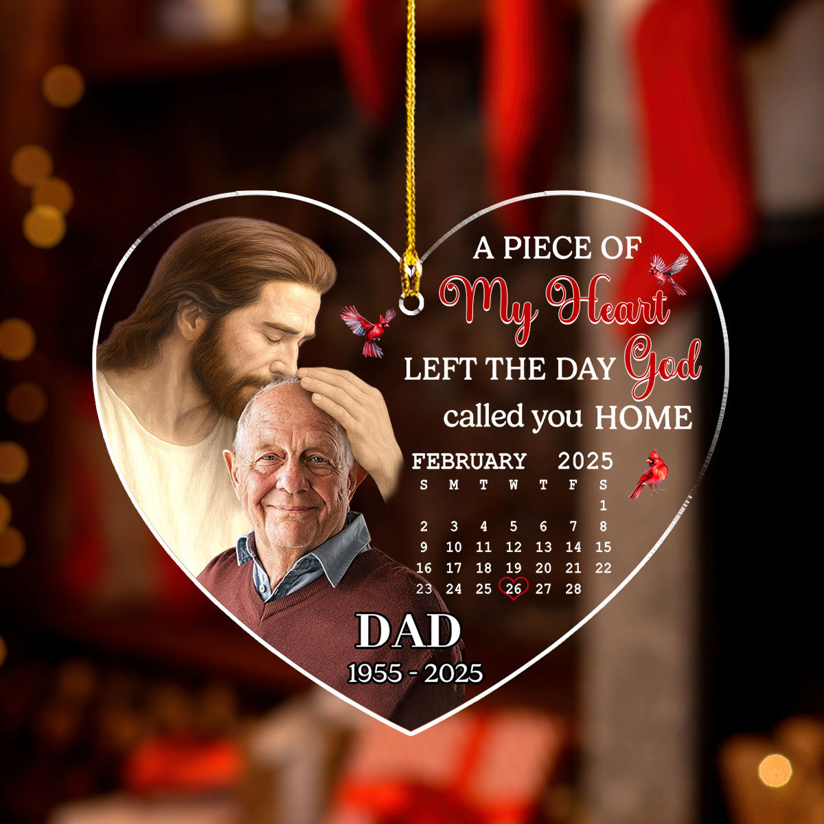 Custom Photo Memorial Christmas Ornament, Sympathy Keepsake • The Day God Called You Home - Personalized Acrylic Ornament
