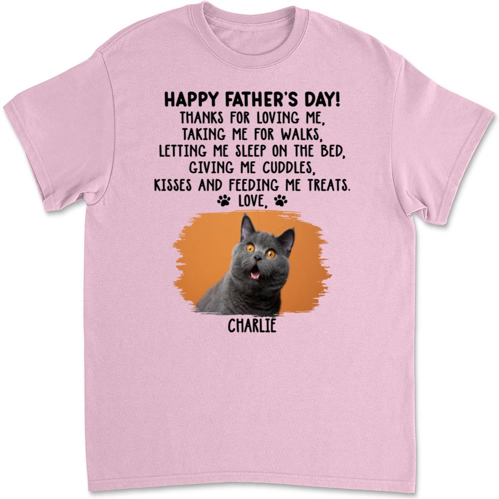 Custom Photo Christmas & Birthday Keepsake Gift • Thanks For Loving Me Cat Dad Photo - Personalized Unisex T-Shirt