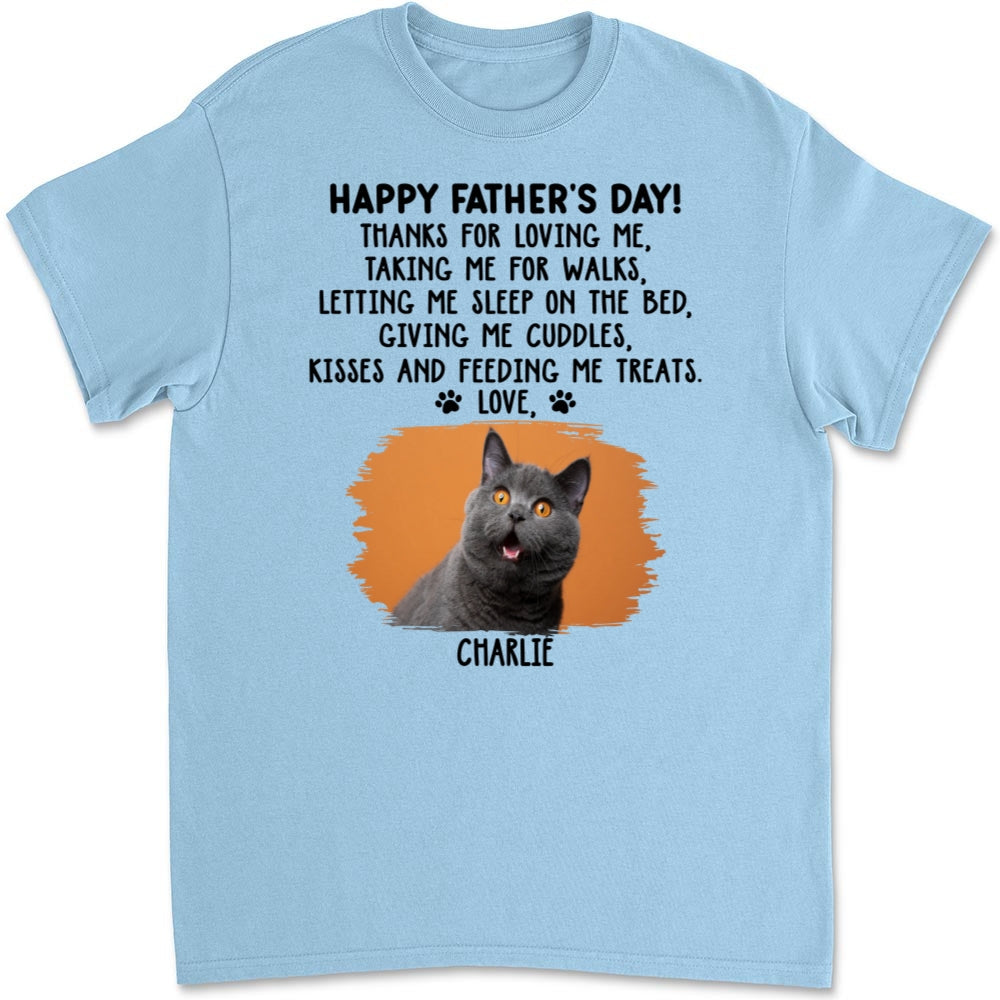 Custom Photo Christmas & Birthday Keepsake Gift • Thanks For Loving Me Cat Dad Photo - Personalized Unisex T-Shirt