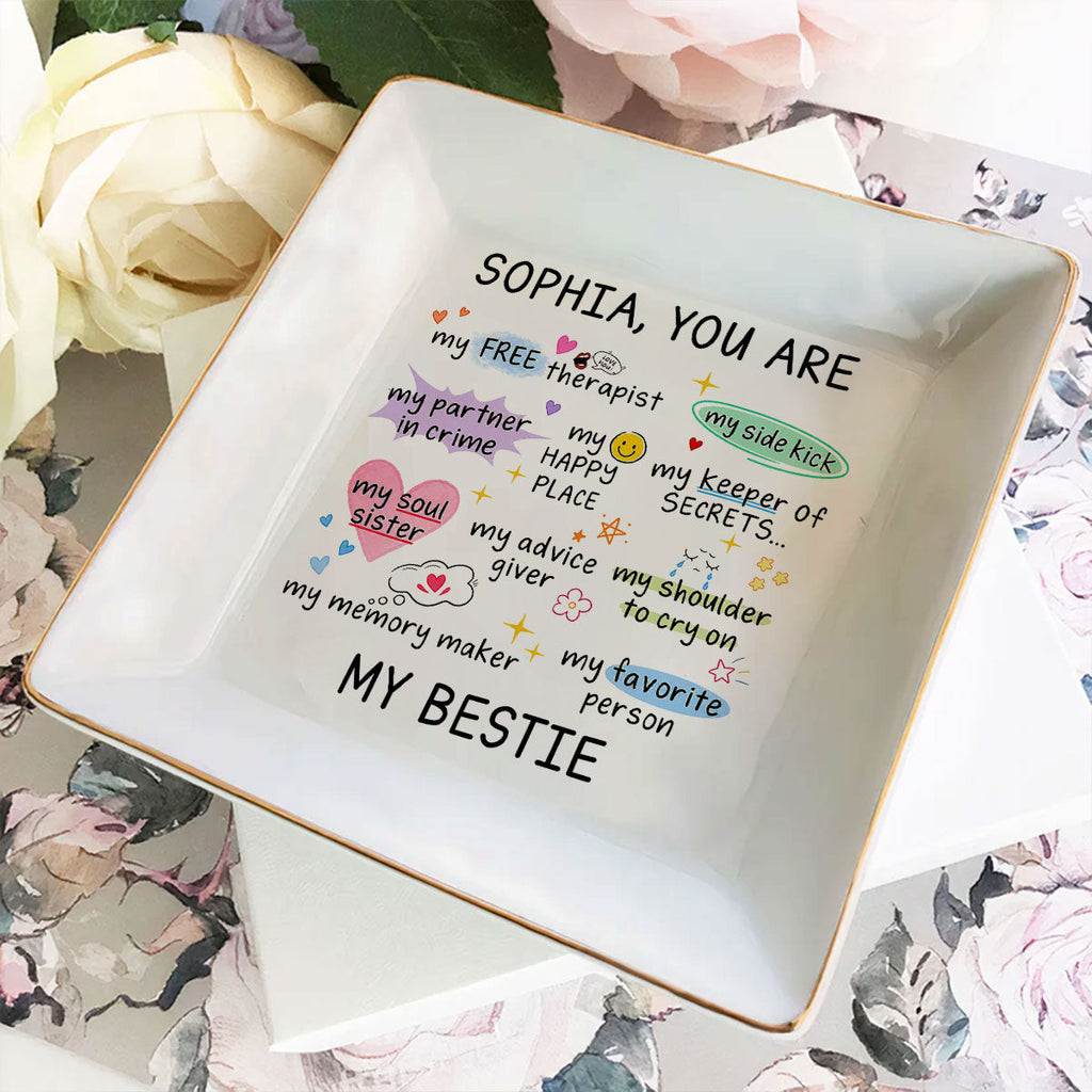 Custom Bestie Trinket Dish, Birthday Christmas Gift For Best Friend • You Are My Favorite Person - Personalized Jewelry Dish