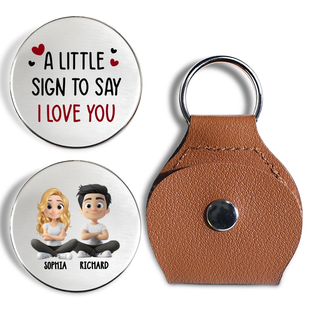 Custom Coin Keychain for Husband, Couple Anniversary Valentine's Day Gifts • A Little Sign For You - Personalized Pocket Hug