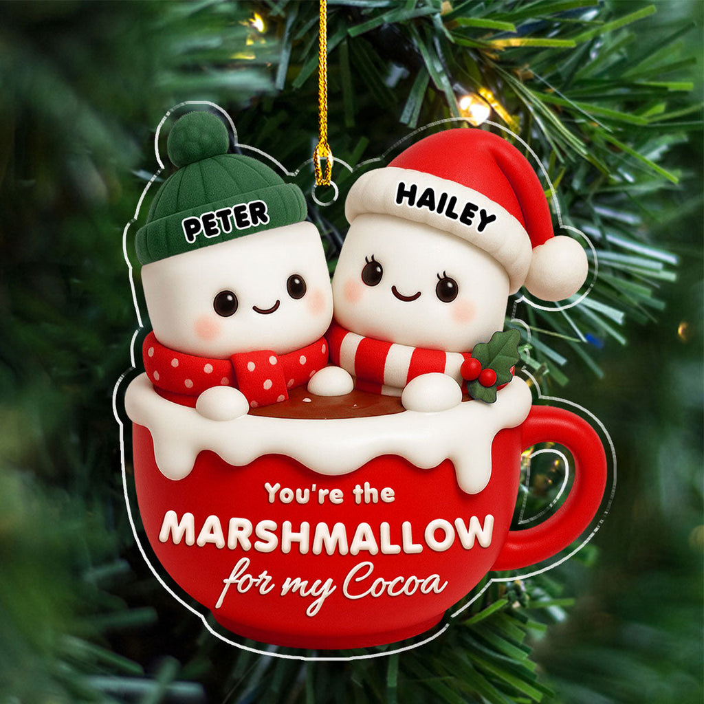 Custom Couple Christmas Ornament, Anniversary Gift •  You Are The Marshmallo - Personalized 3D Effect Acrylic Ornament