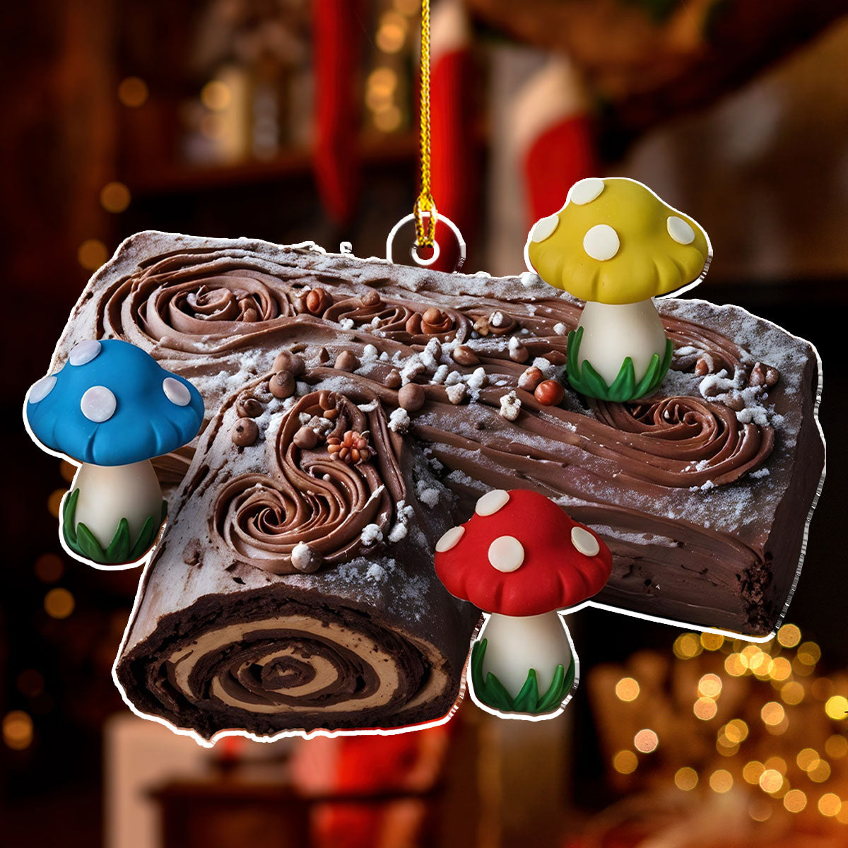 Custom Family Ornament, Christmas Gift for Family Members •  Yule Log Cake Crew - Personalized Acrylic Ornament