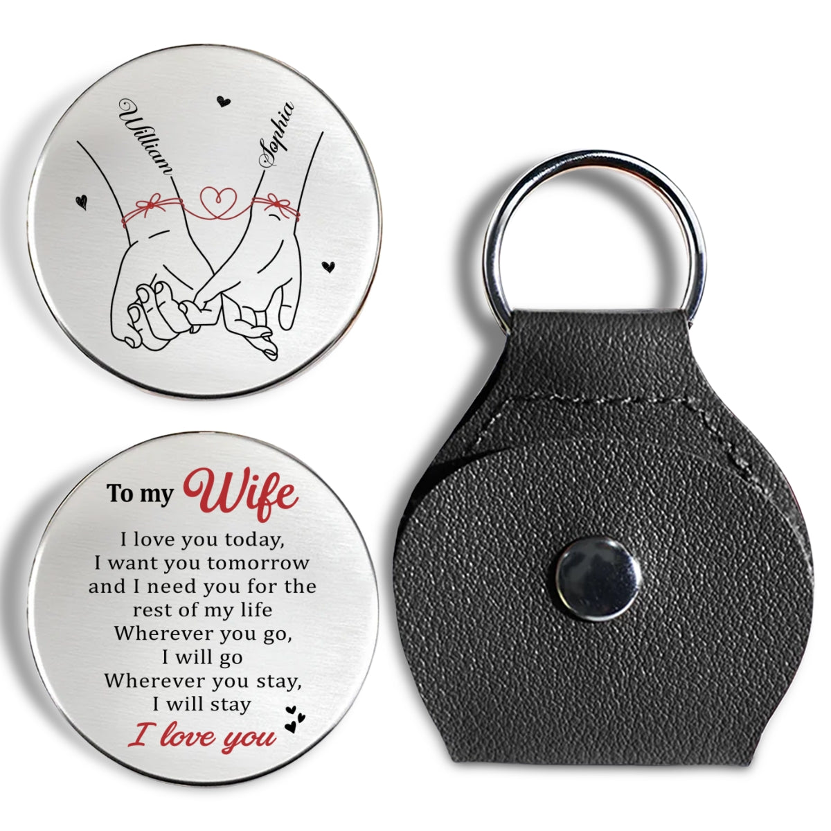 Custom Coin Keychain for Wife, Couple Anniversary Valentine's Day Gifts • I Need You - Personalized Pocket Hug