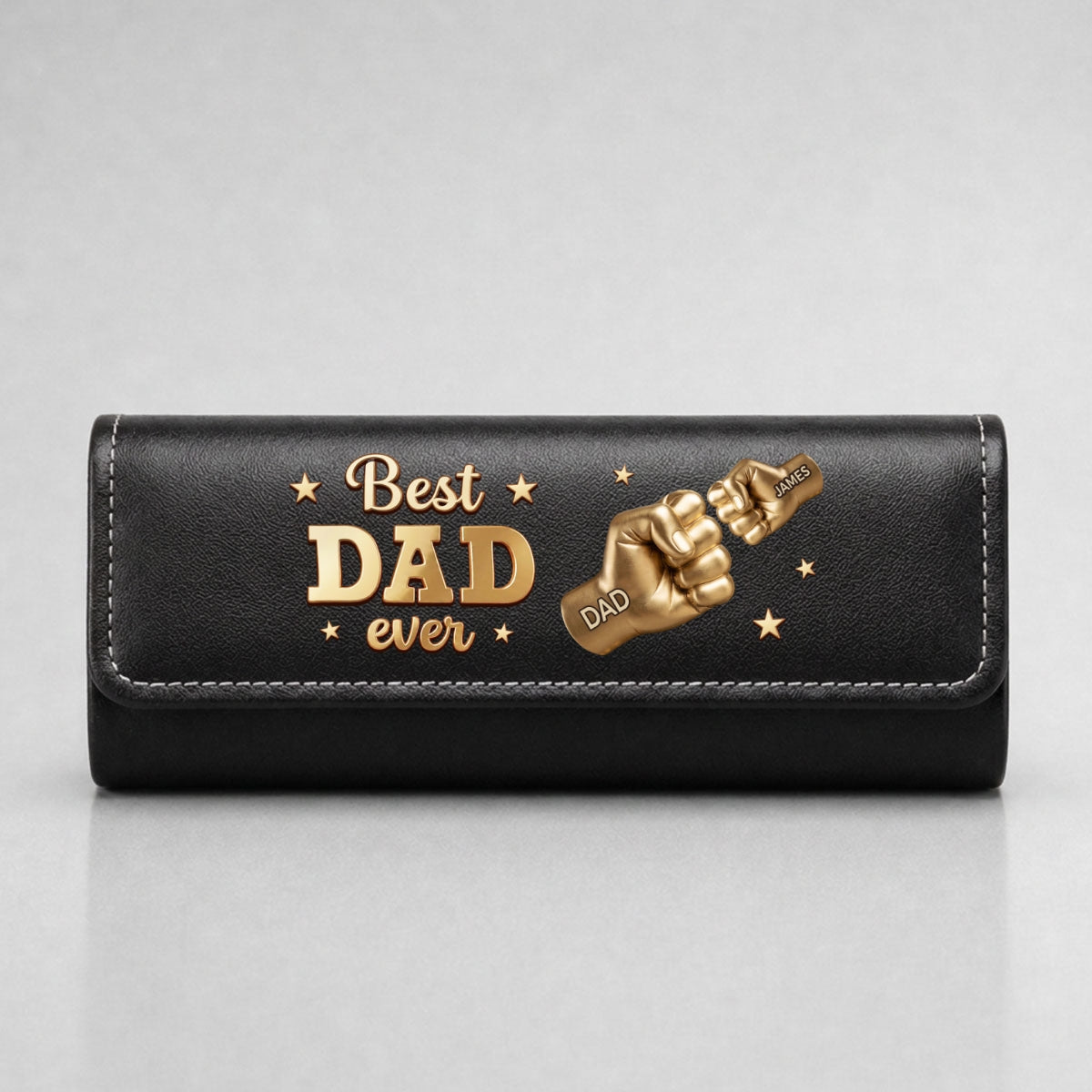 Gold Best Dad - Personalized Leather Eyeglass Case