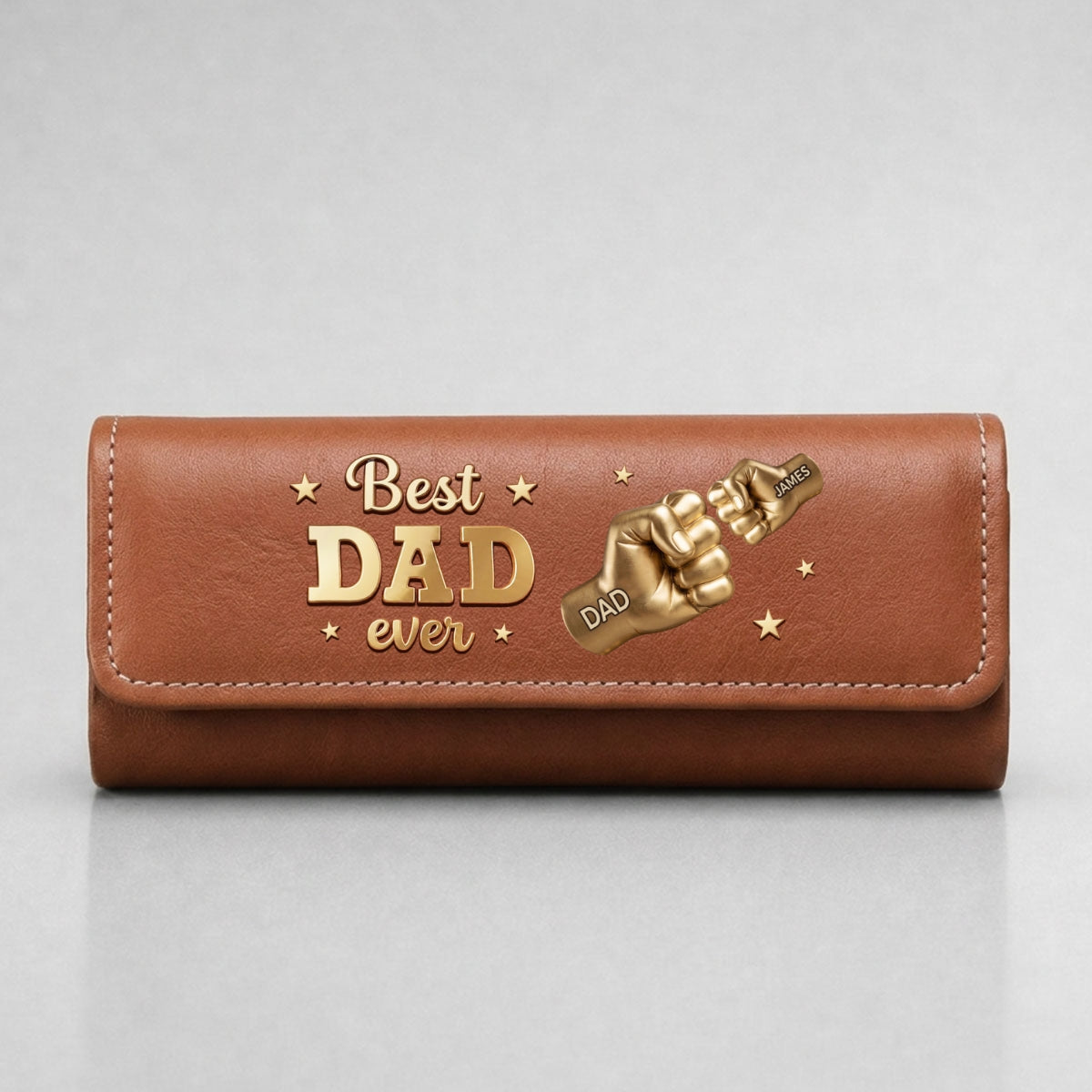 Gold Best Dad - Personalized Leather Eyeglass Case