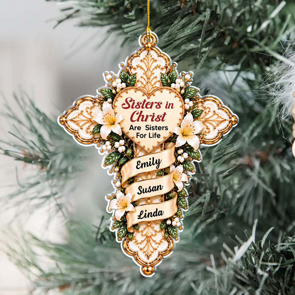 Custom Keepsake Christmas Ornament •  My Sisters In Christ - Personalized Acrylic Ornament