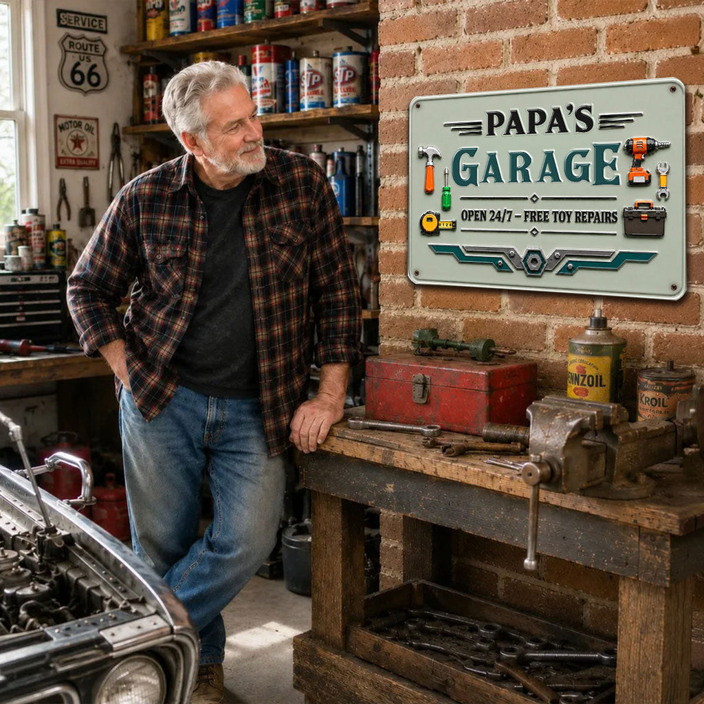 Custom Couple Anniversary Wall Decor Keepsake Gift • Papa Garage - Personalized Metal Sign