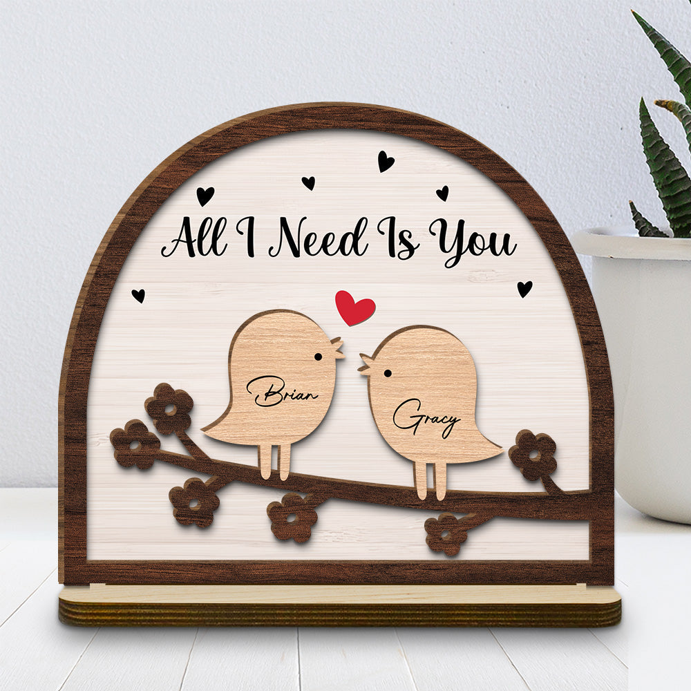 Custom Couple's Decor, Anniversary & Wedding Gift • Together Is Right Where We Belong - Personalized 2-Layer Wood Plaque With Flat Base