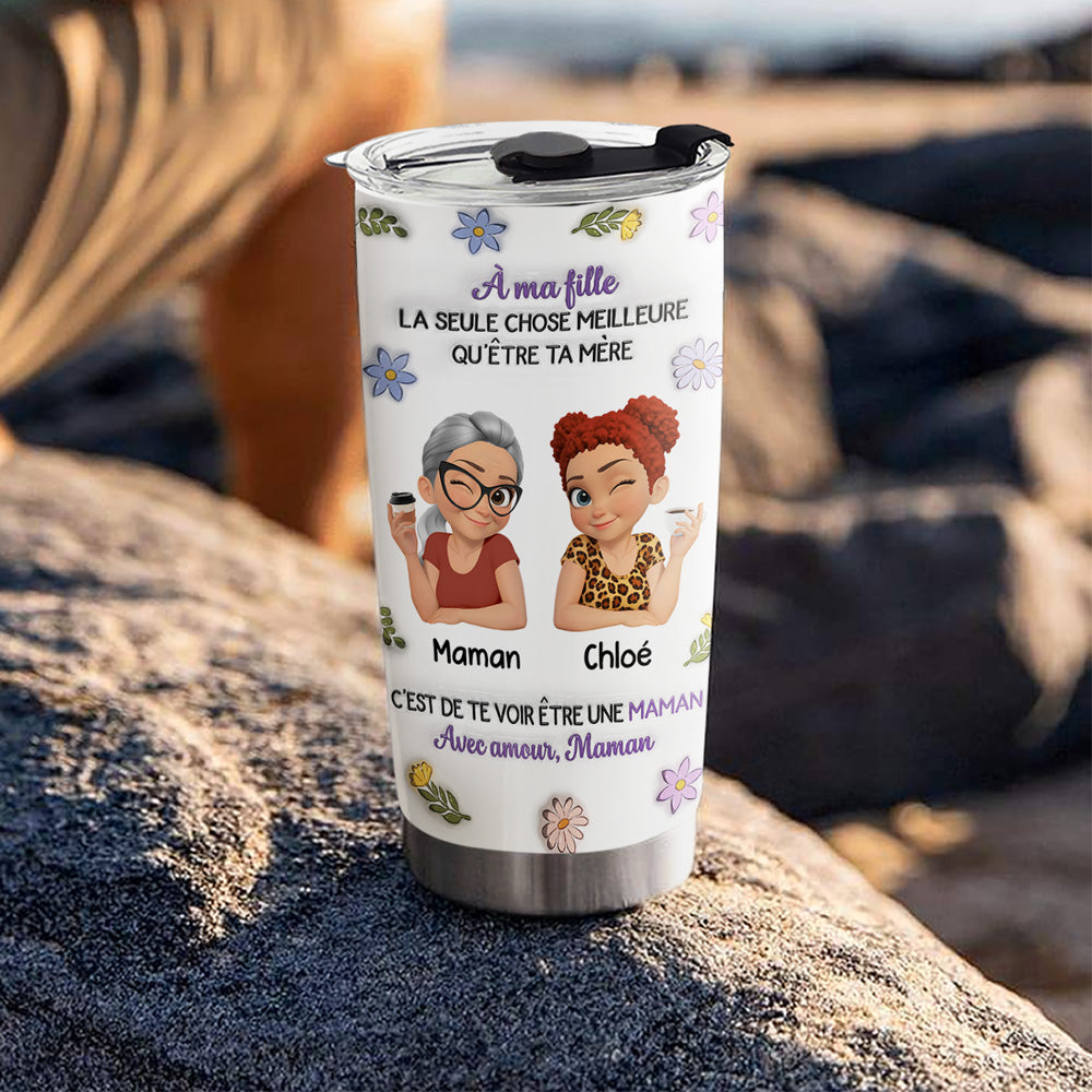 Custom Mother's Day Birthday Gifts For Daughter • Personnages Cartoon Liés Ensemble - Gobelet Personnalisé avec Effet 3D Gonflé