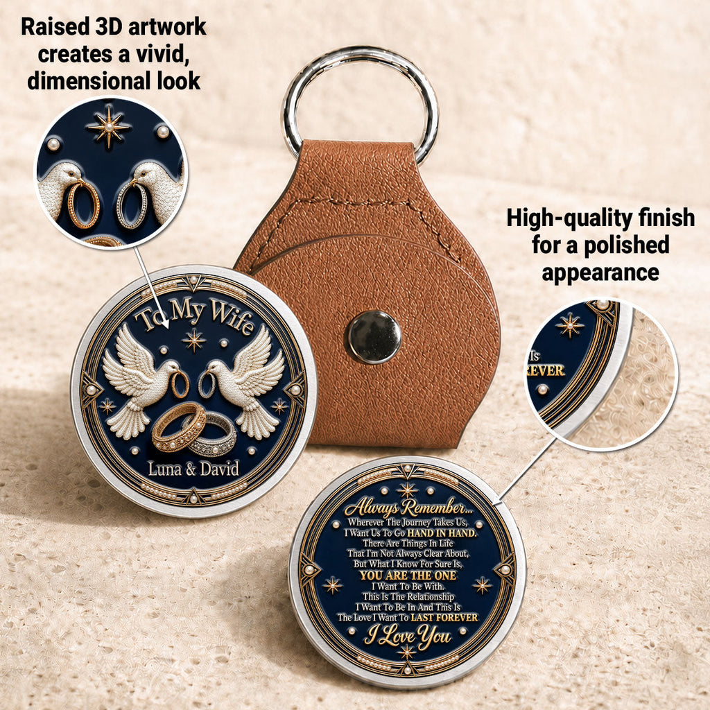 Custom Coin Keychain for Wife, Couple Anniversary Valentine's Day Gifts • Always Remember - Personalized 3D Printing Pocket Hug