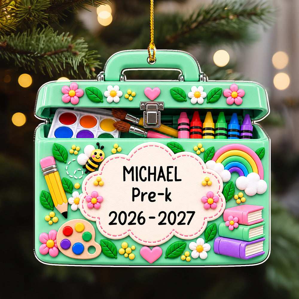 Custom Family Ornament, Christmas Gift for Family Members •  Learning Starts Here - Personalized Acrylic Ornament