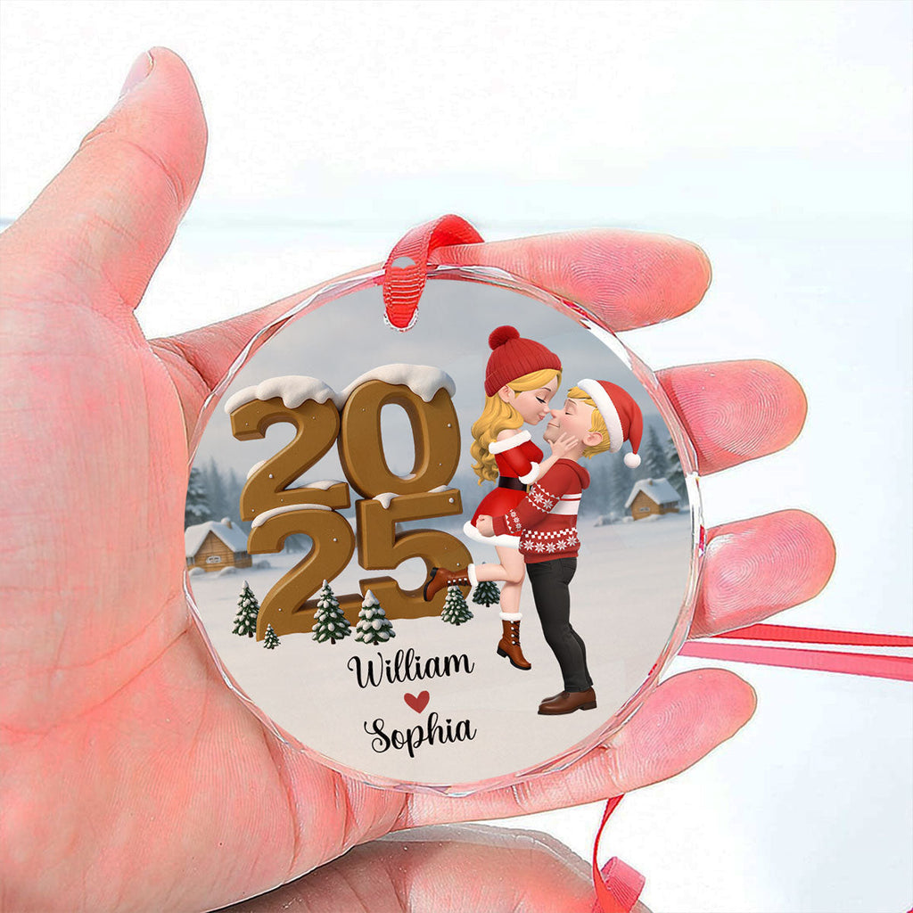Custom Couple Christmas Ornament, Anniversary Gift •  As A Couple Now Onwards - Personalized 3D Effect Glass Ornament