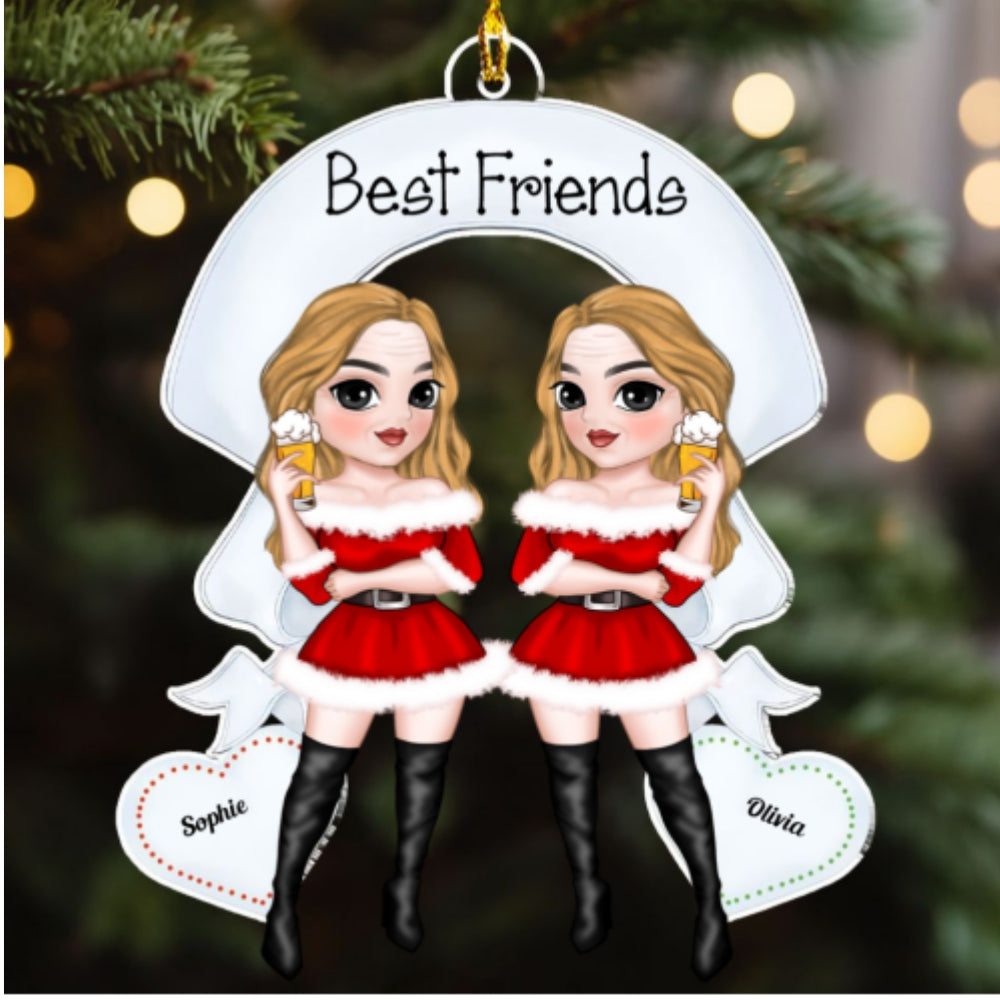 Custom Friendship Christmas Ornament, Best Friend Gift •  Best Friends Forever Christmas - Personalized Acrylic Ornament