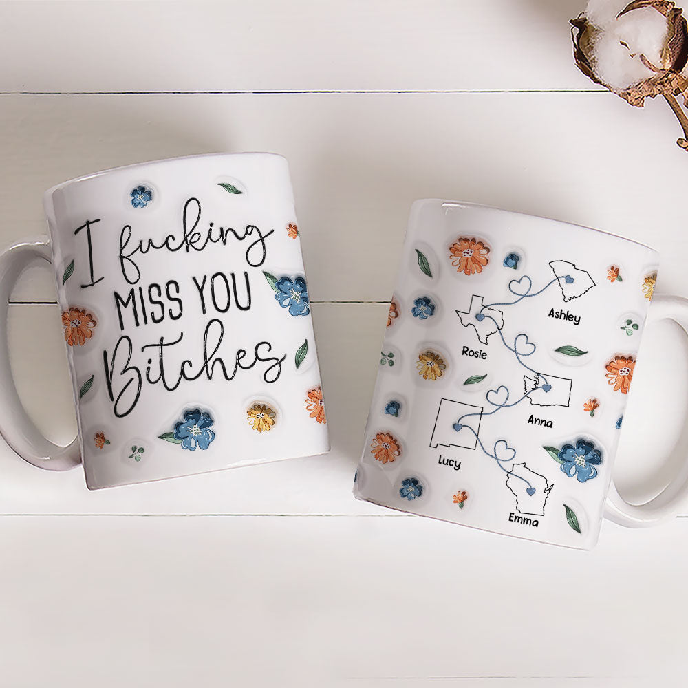 Custom Best Friend, Christmas & Birthday Friendship Keepsake Gift • I Miss You Bestie Version 2 - Personalized 3D Inflated Effect Mug