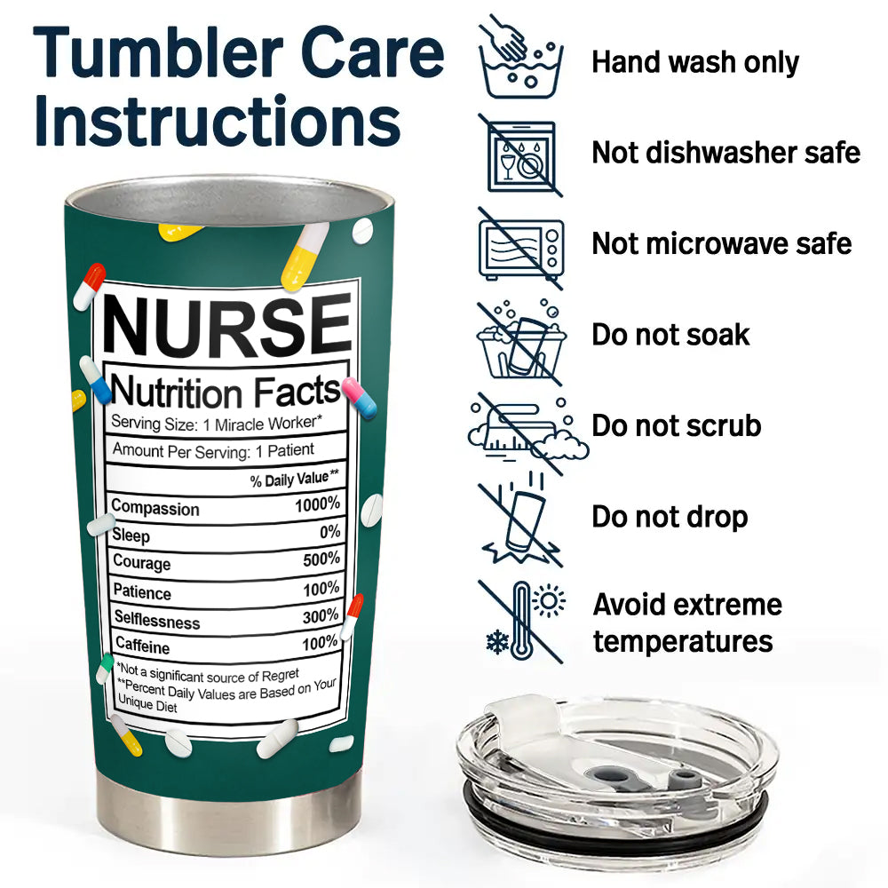 Custom Christmas Birthday Gifts For Best Friend • Nurse Nutrition Facts - Personalized Tumbler