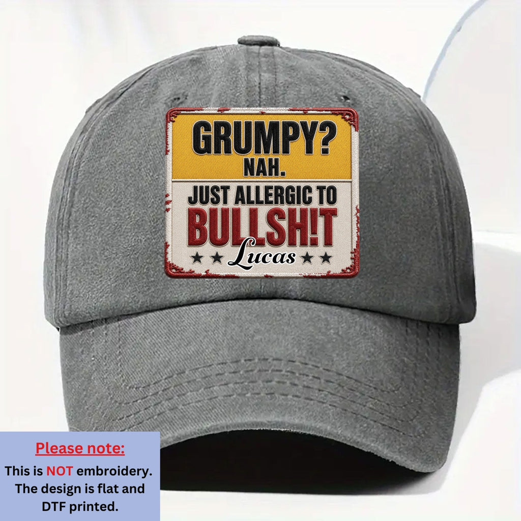 Allergic To All Of Them - Personalized 3D Effect Vintage Washed Denim Cap