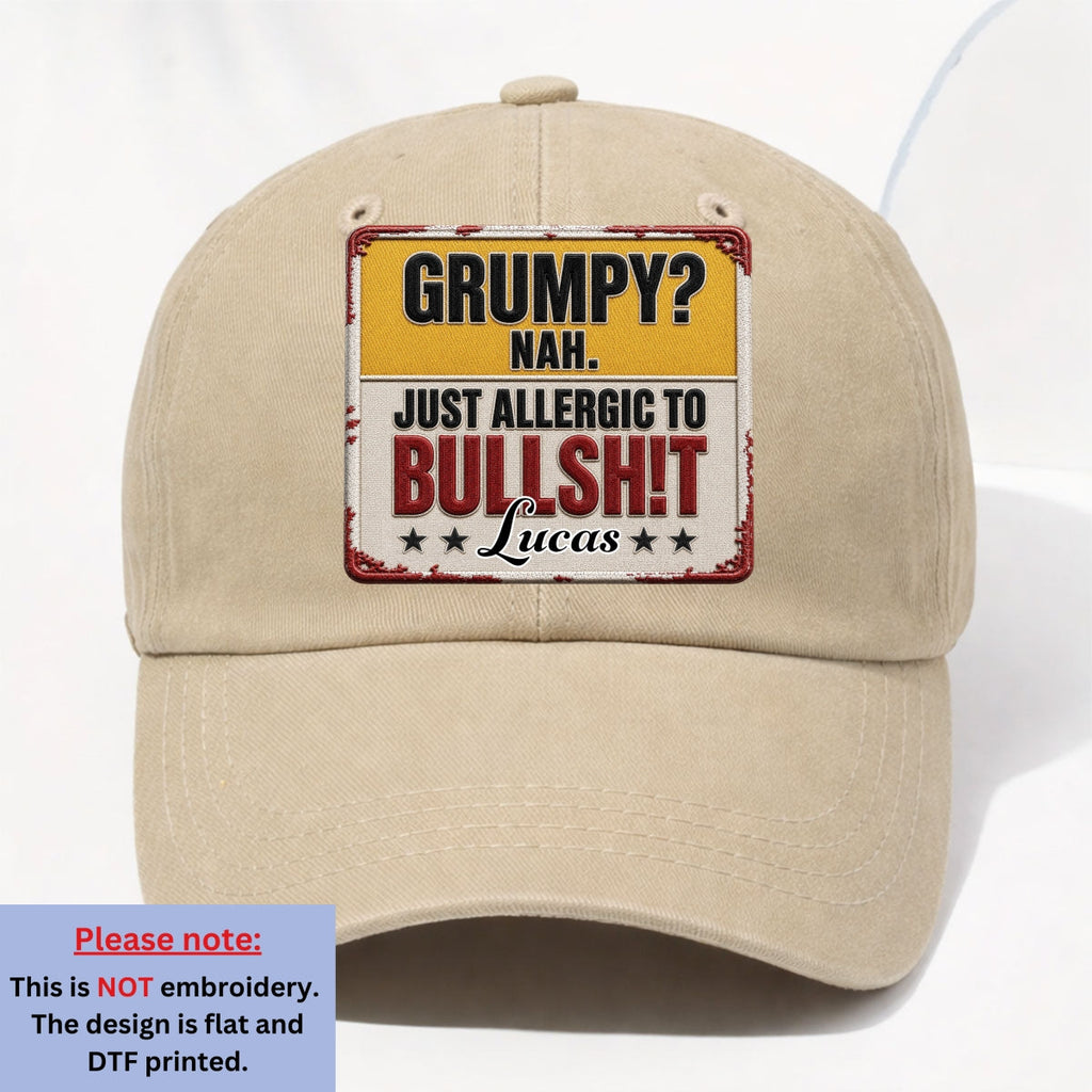 Allergic To All Of Them - Personalized 3D Effect Vintage Washed Denim Cap