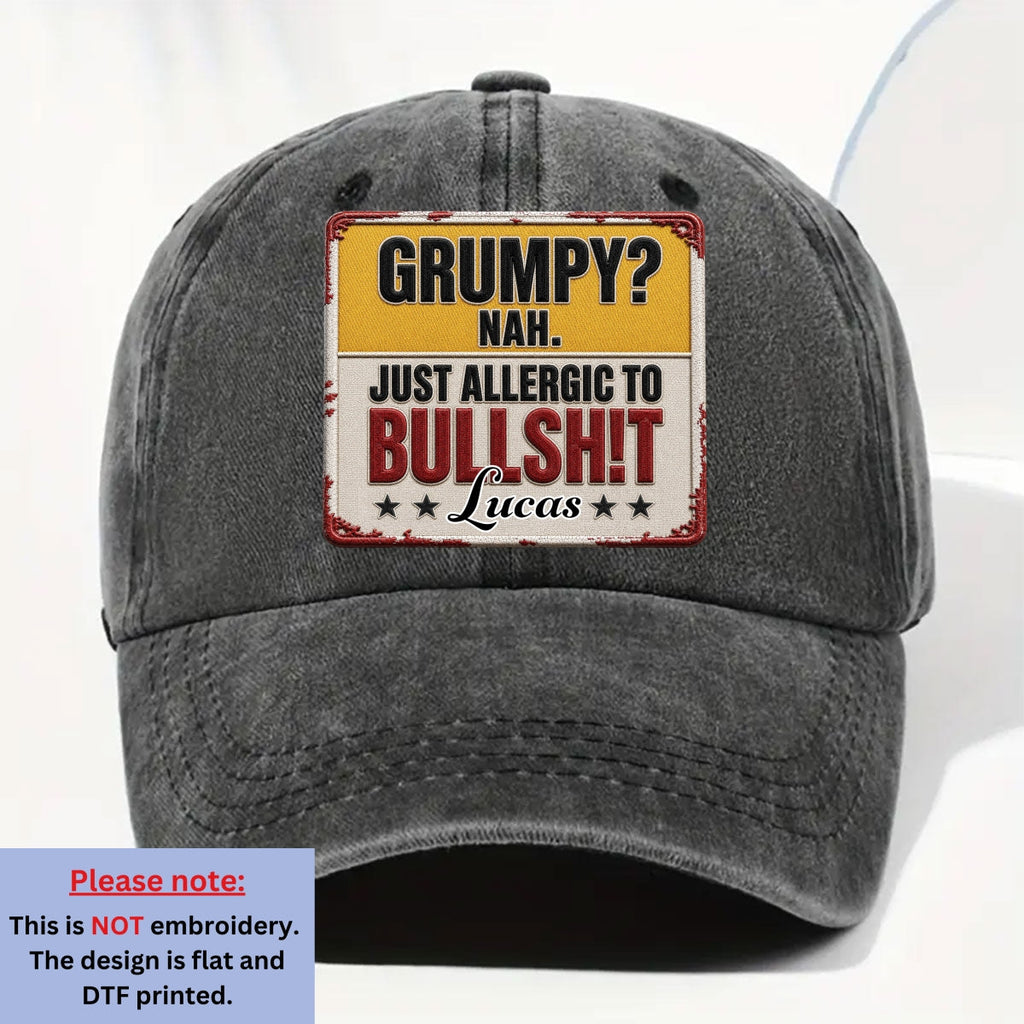 Allergic To All Of Them - Personalized 3D Effect Vintage Washed Denim Cap