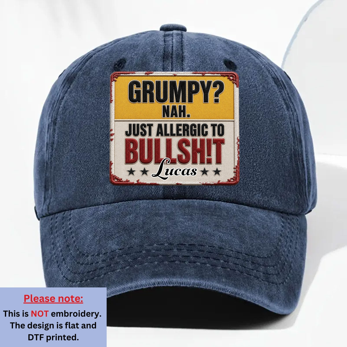 Allergic To All Of Them - Personalized 3D Effect Vintage Washed Denim Cap