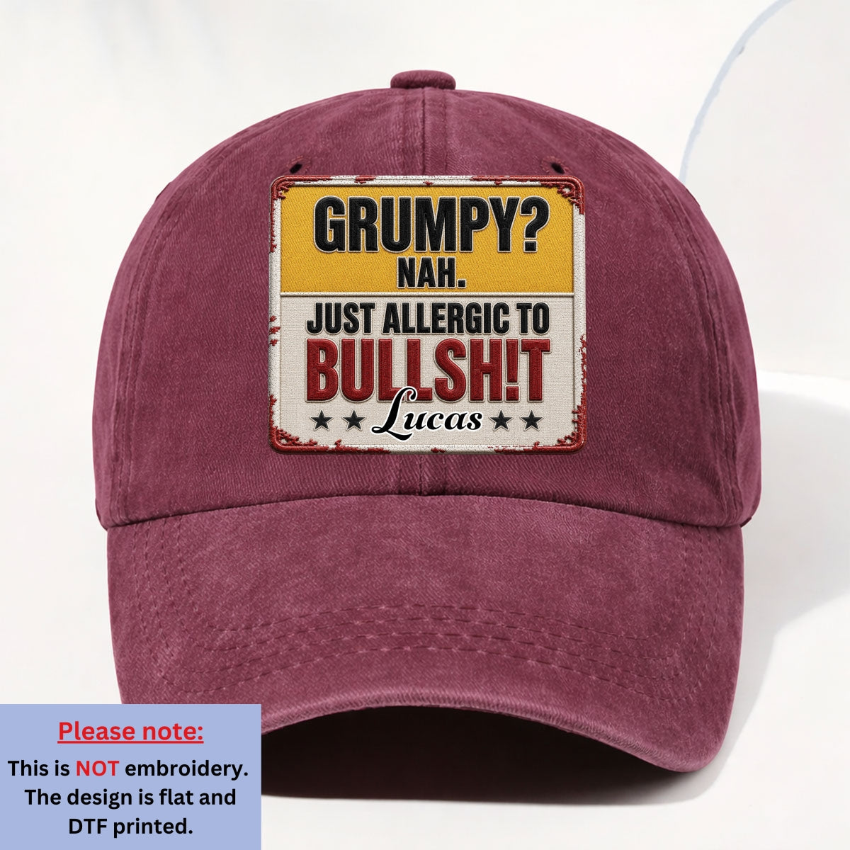 Allergic To All Of Them - Personalized 3D Effect Vintage Washed Denim Cap