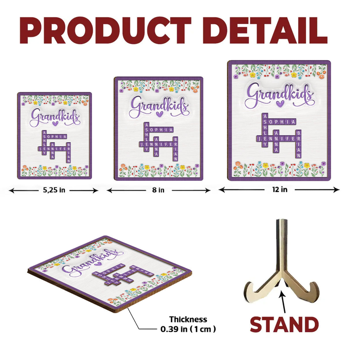 Custom Mother's Day Decor, Gift for Mom & Grandma • Love My Grandkids Crossword - Personalized Wooden Plaque
