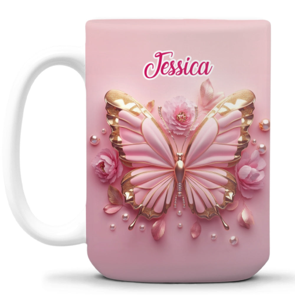 Custom Best Friend, Christmas & Birthday Friendship Keepsake Gift • Butterfly Beautiful - Personalized 3D Effect Coffee Mug
