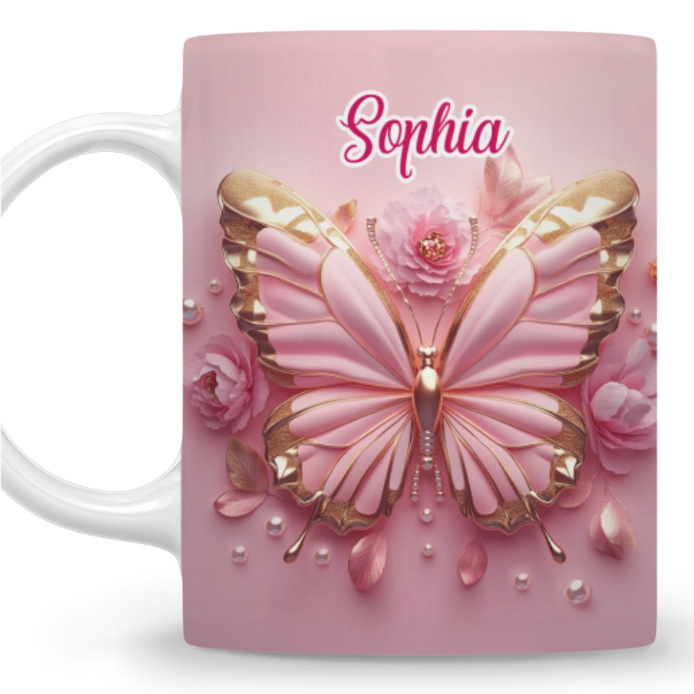 Custom Best Friend, Christmas & Birthday Friendship Keepsake Gift • Butterfly Beautiful - Personalized 3D Effect Coffee Mug