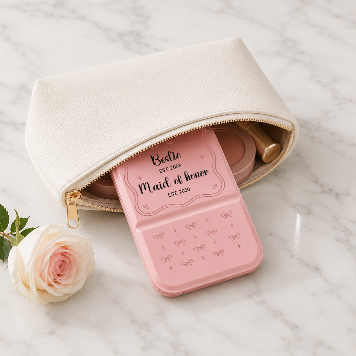 Sister Maid Of Honor - Personalized Pocket Leather Mirror