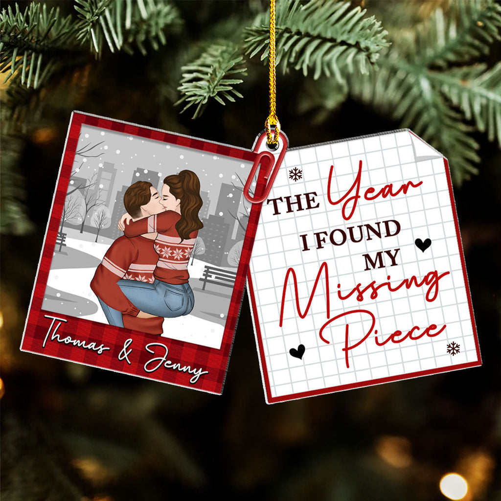 Custom Couple Christmas Ornament, Anniversary Gift •  My Missing Piece - Personalized Acrylic Ornament