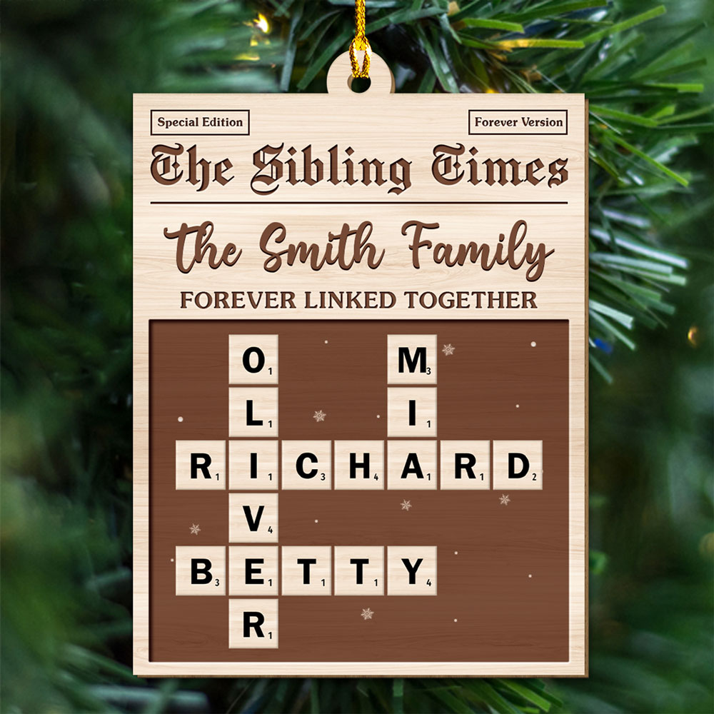 Custom Sister Christmas Ornament •  The Siblings Time - Personalized 3D Effect Wood Ornament