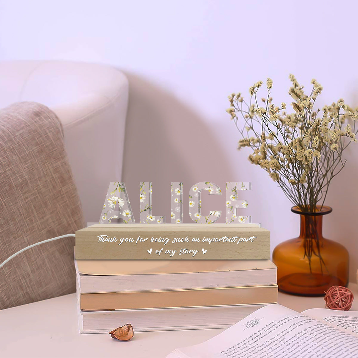 Custom Couple Gift for Anniversary, Valentine's Day, Christmas • Thank You For Being Such An Important Part Of My Story - Personalized Acrylic Letters 3D LED Night Light