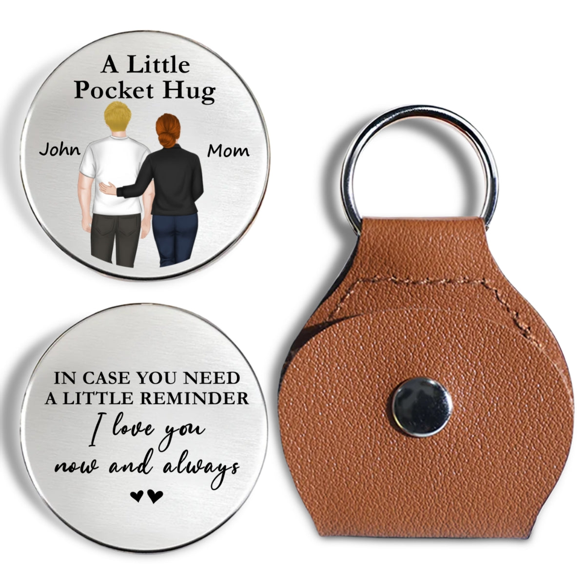 Custom Coin Keychain for Son, Father's Day Birthday Gifts • A Little Reminder From Mom - Personalized Pocket Hug