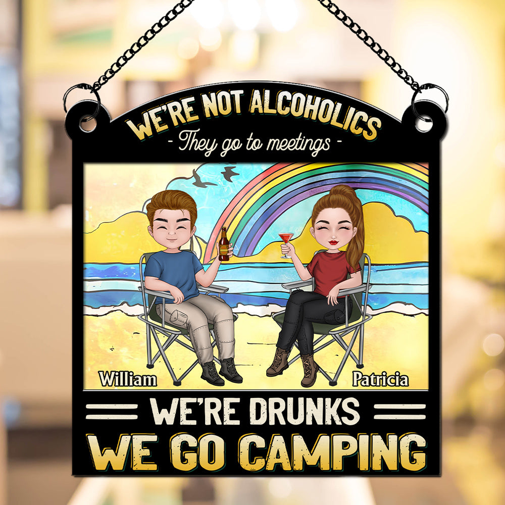 Custom Hanging Decor, Birthday Housewarming Gift • We Go Camping - Personalized Suncatcher