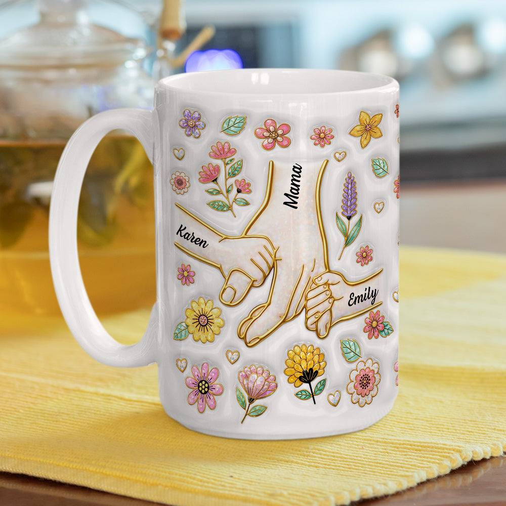 Custom Mother's Day Gift for Mom & Grandma • Hold Your Hand Forever - Personalized 3D Inflated Effect Mug