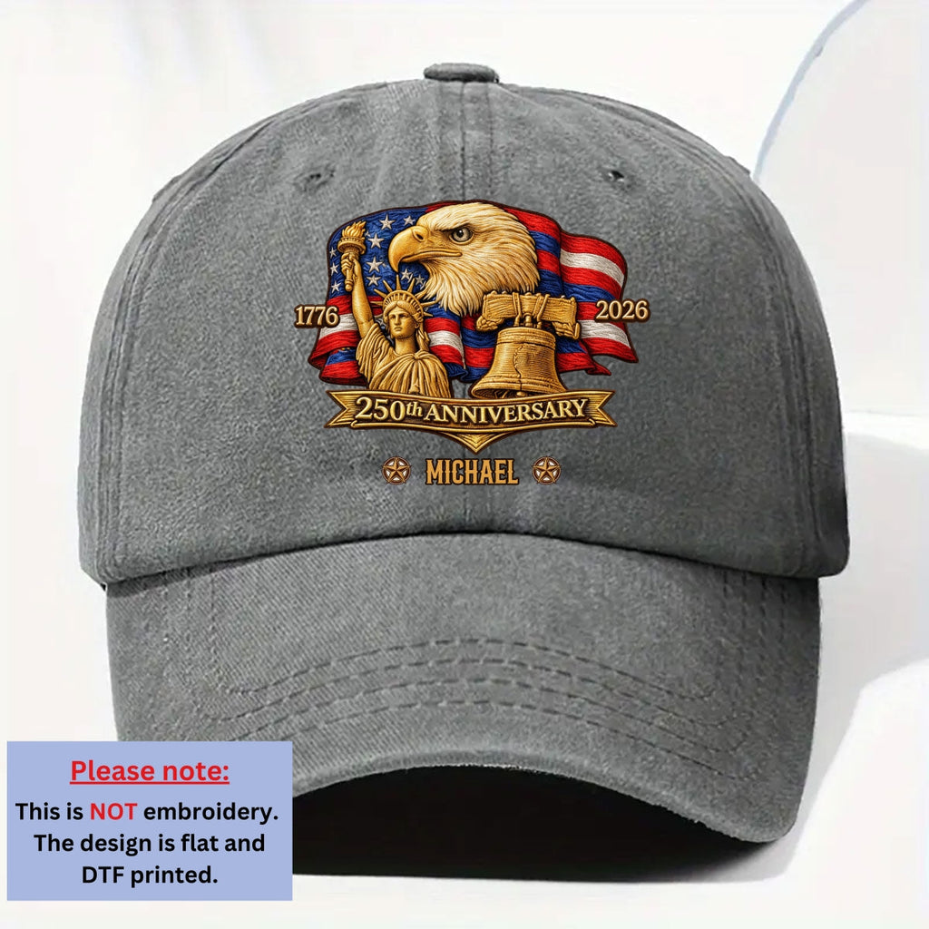 250 Years Of Freedom - Personalized Vintage Washed Denim Cap