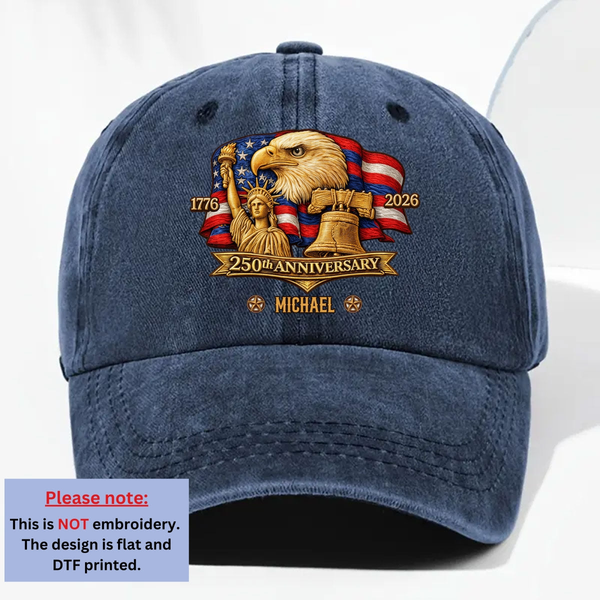 250 Years Of Freedom - Personalized Vintage Washed Denim Cap
