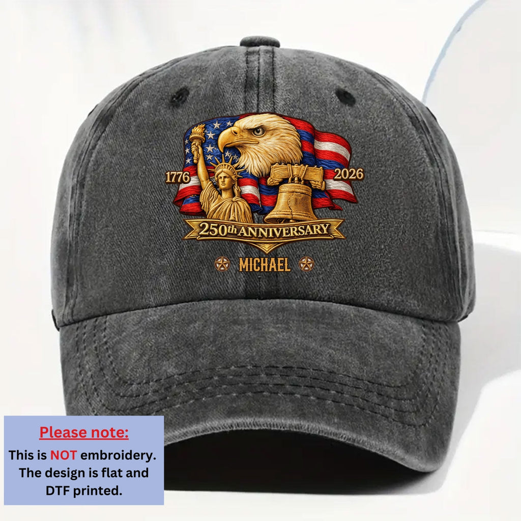 250 Years Of Freedom - Personalized Vintage Washed Denim Cap