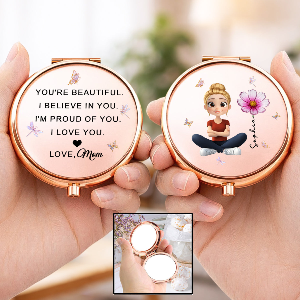 You Are Beautiful - Personalized Compact Mirror