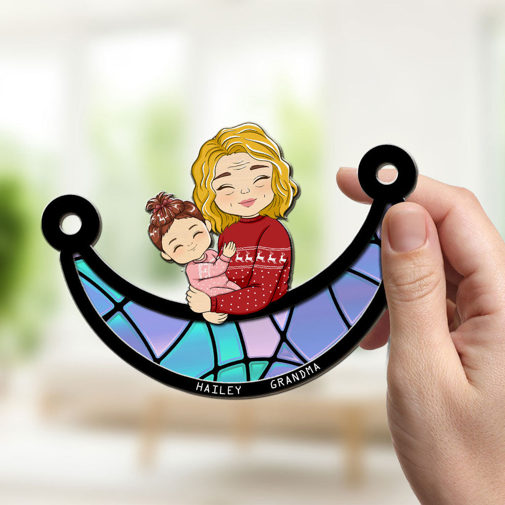 Custom Grandma Hanging Decor, Mother's Day Birthday Gifts • Grandma Love - Personalized Suncatcher