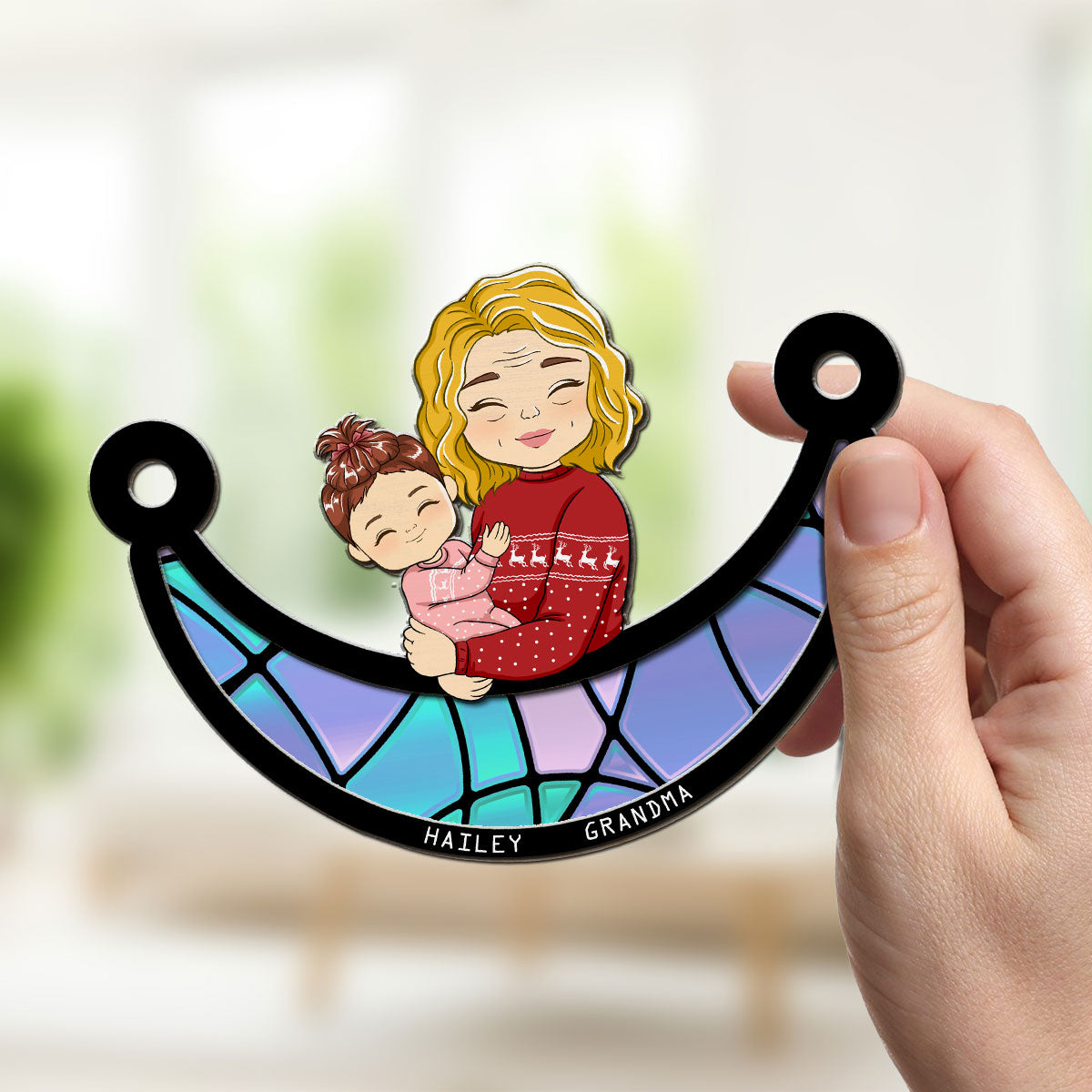 Custom Grandma Hanging Decor, Mother's Day Birthday Gifts • Grandma Love - Personalized Suncatcher