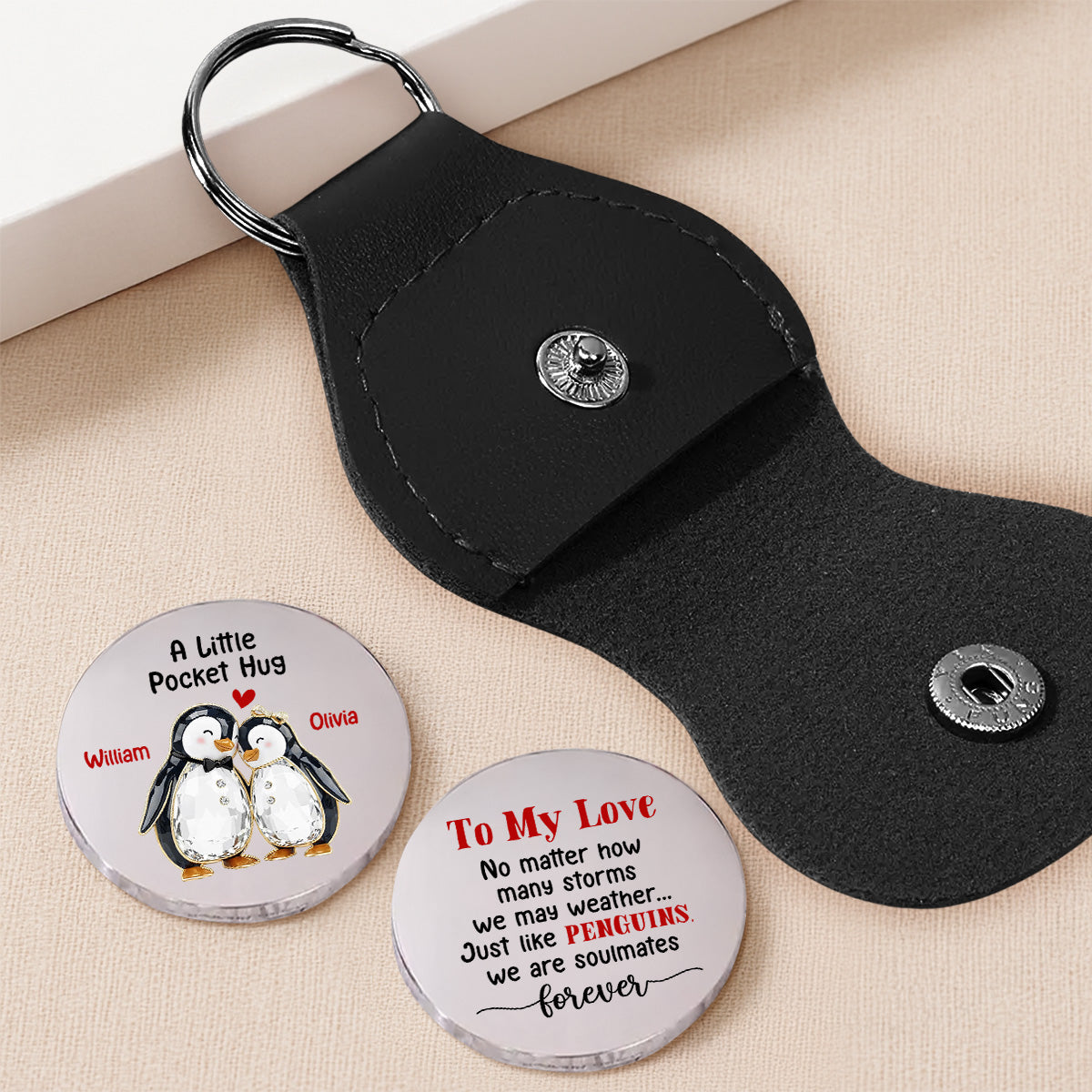 Custom Coin Keychain for Husband, Couple Anniversary Valentine's Day Gifts • To My Love - Personalized Pocket Hug