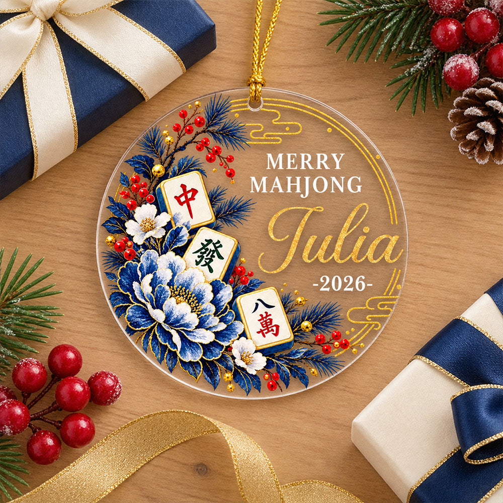 Custom Friendship Christmas Ornament, Best Friend Gift •  Mahjong Christmas - Personalized Acrylic Ornament